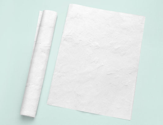 a piece of white paper next to a roll of white paper
