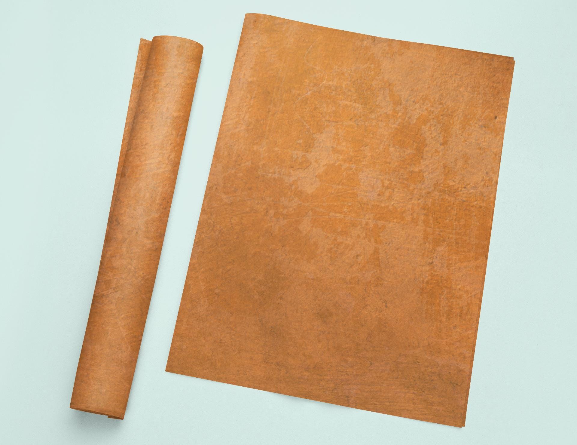 a roll of brown paper sitting on top of a white table